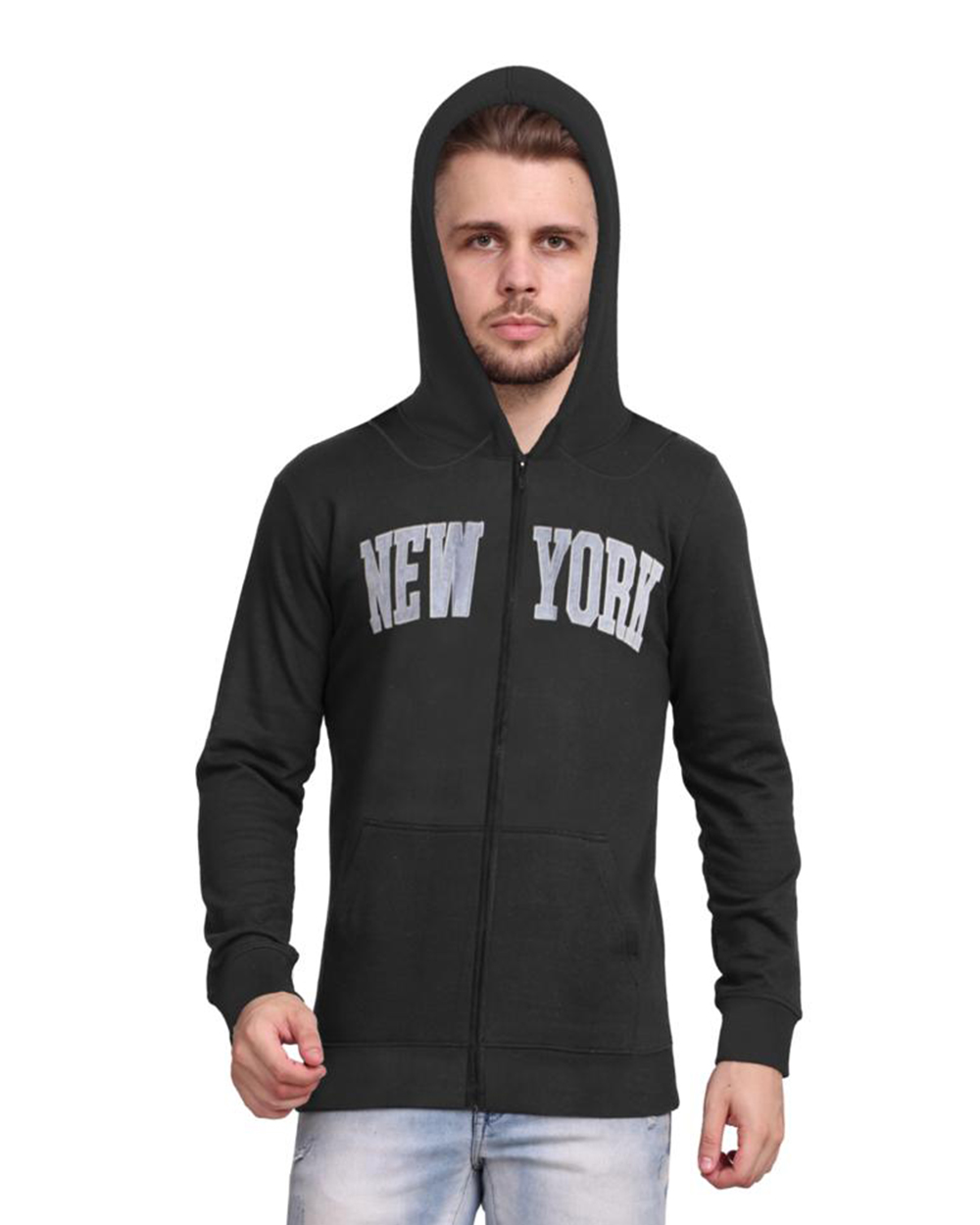 New York Black Zipper Hoodie